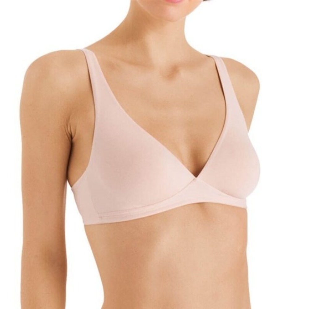 NWT Hanro of Switzerland 34A Cotton Sensations Wire Free Bra 1358 Beige 126976